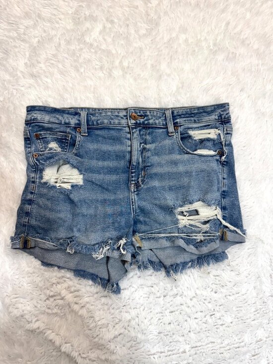 American Eagle Outfitters Pants - American Eagle Hi-Rise Shortie Distressed Denim Jean Shorts Classic Ripped 14